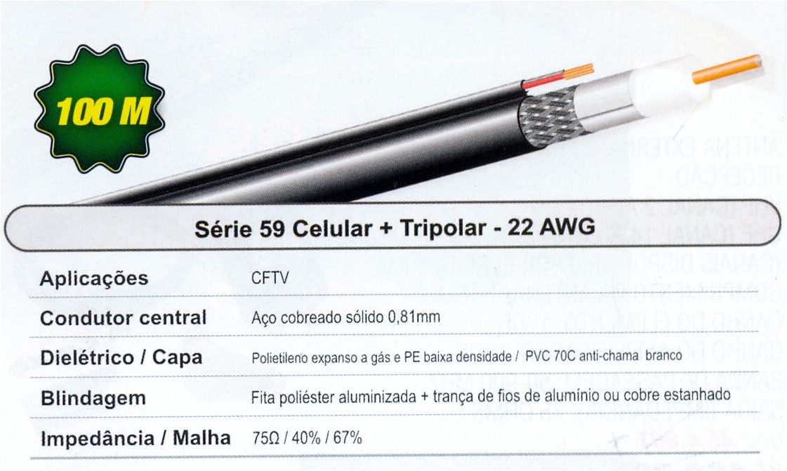 Cabo Manga 10x26 AWG Blindado em Malha BT Bege